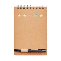 Notebook with pen sticky notes