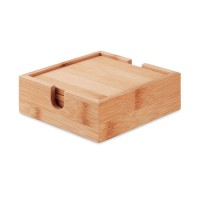 4 bamboo coasters and holder
