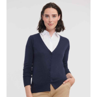 Russell Collection Ladies Cotton Acrylic V Neck Cardigan