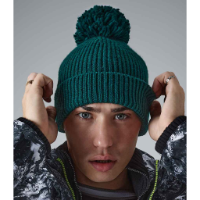 Beechfield Engineered Knit Ribbed Pom Pom Beanie