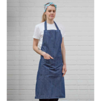 Dennys Cross Dyed Denim Bib Apron With Pocket