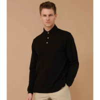 Henbury Long Sleeve Cotton Piqué Polo Shirt