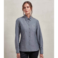 Premier Ladies Organic Fairtrade Long Sleeve Chambray Shirt