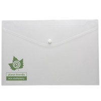 Eco-Eco A4 50% Recycled Clear Press Stud Wallet (UK Stock)