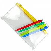 PVC Pencil Case (UK Stock: Clear with Yellow Zip)