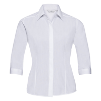 Women'S ¾ Sleeve Polycotton Easycare Fitted Poplin Shirt