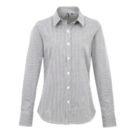 Women'S Microcheck (Gingham) Long Sleeve Cotton Shirt
