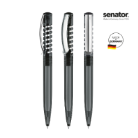 senator New Spring Clear plastic ball pen with metal clip