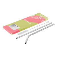 Reusable Metal Straws Set In Custom Packaging (Full Colour Print)