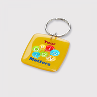 Double Domed Key Ring Square