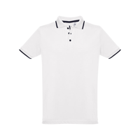 THC ROME WH. Men's Polo Shirt with contrast colour trim and buttons. White