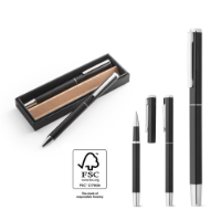 LEAH. Roller and ballpoint pen set in aluminium 94% recycled) with clip