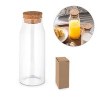 JASMIN 1000. Borosilicate glass bottle with cork lid 1 litre