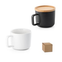 FANGIO. 230 mL ceramic mug with lid and bamboo base