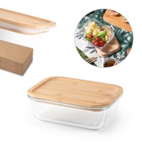 PORTOBELLO. Lunch Box. Hermetic box in borosilicate glass and bamboo lid 1000 mL