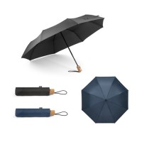 RIVER. Telescopic umbrella in rPET and wooden handle