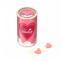 Valentines - Small Snack Tube - White & Pink Jelly Hearts