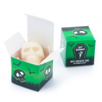 Halloween - Eco Mini Cube Box - White Chocolate Skulls - x1