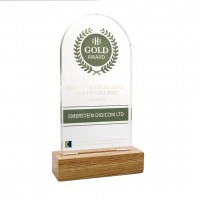 Bespoke Freestanding Acrylic Awards 150mm X 250mm With Wood Base