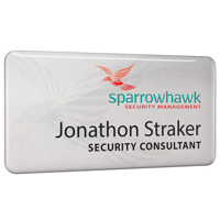 Personalised Metal Name Badges, full colour print with clear dome finish