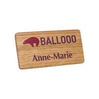 Personalised Real Wood Name Badges, full colour print