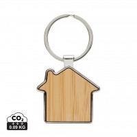 RCS recycled zinc alloy house keychain with bamboo