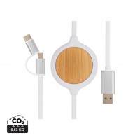3-in-1 cable with 5W bamboo wireless charger