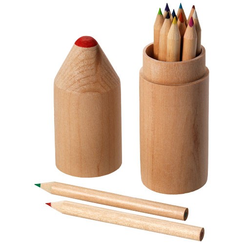 Woody 12-piece coloured pencil set in wood