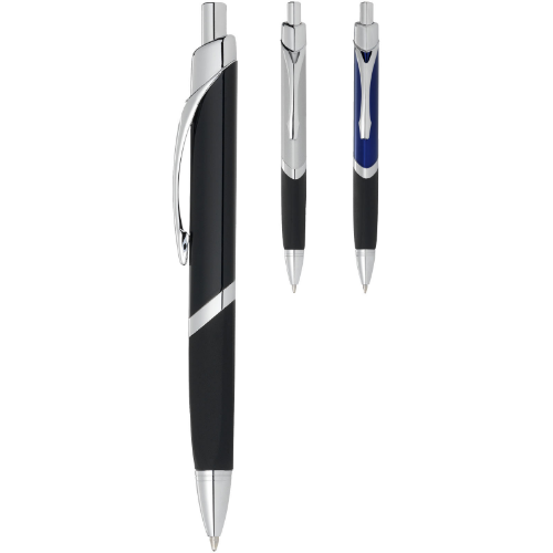 Sobee triangular-shaped ballpoint pen in silver-and-black-solid