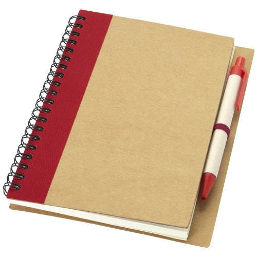 Priestly recycled notebook with pen in natural-and-red