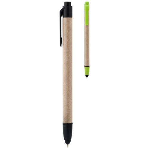 Planet recycled stylus ballpoint pen in natural-and-black-solid