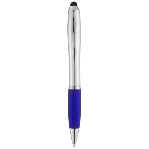Nash stylus ballpoint with coloured grip in silver-and-red