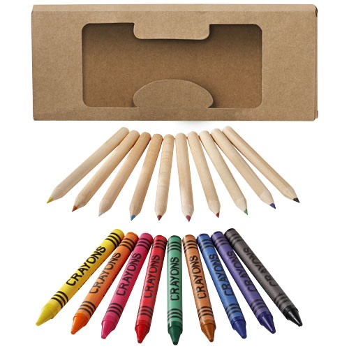 Lucky 19-piece coloured pencil and crayon set in Natural