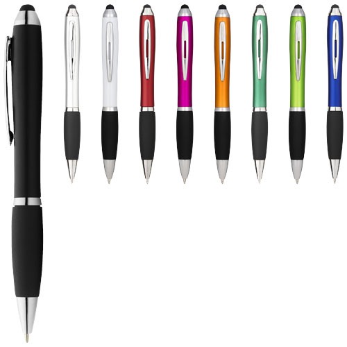 Nash coloured stylus ballpoint pen with black grip in Solid Black