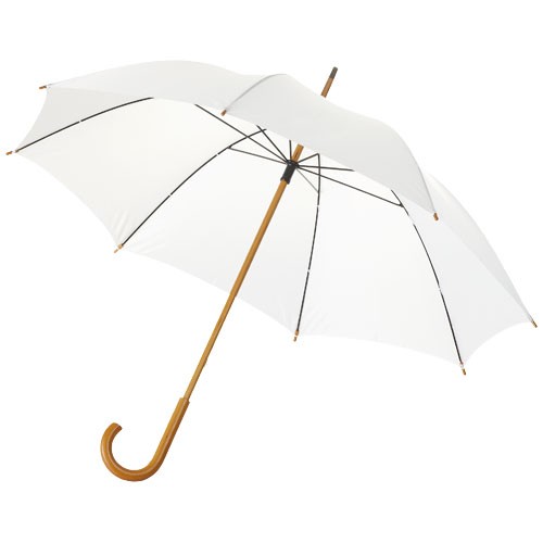 Jova 23'' umbrella with wooden shaft and handle in white-solid