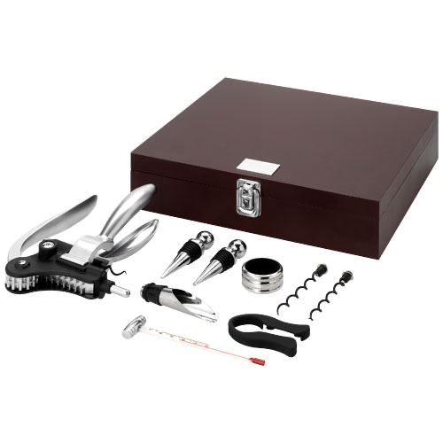 Executive 9-piece wine set in brown