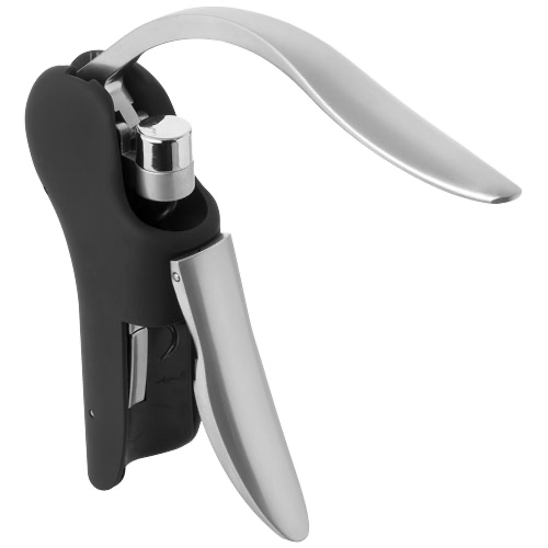 Grape corkscrew with lever in black-solid-and-silver