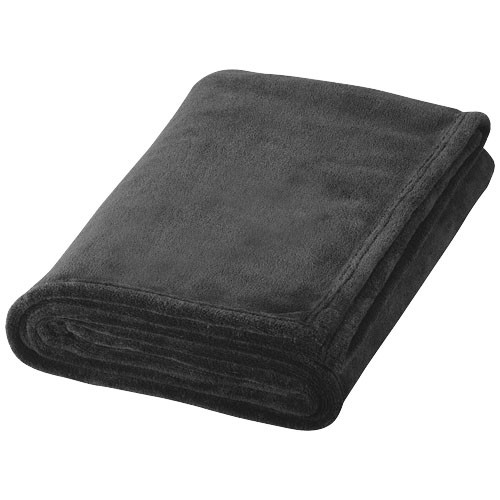 Bay extra soft coral fleece plaid blanket in black-solid