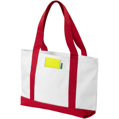 Madison tote bag in white-solid-and-royal-blue