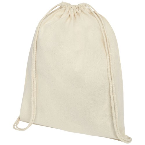 Oregon 100 g/m² cotton drawstring backpack in natural