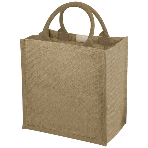 Chennai jute tote bag in natural-and-red