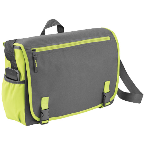 Punch 15.6'' laptop messenger bag in grey-and-white-solid