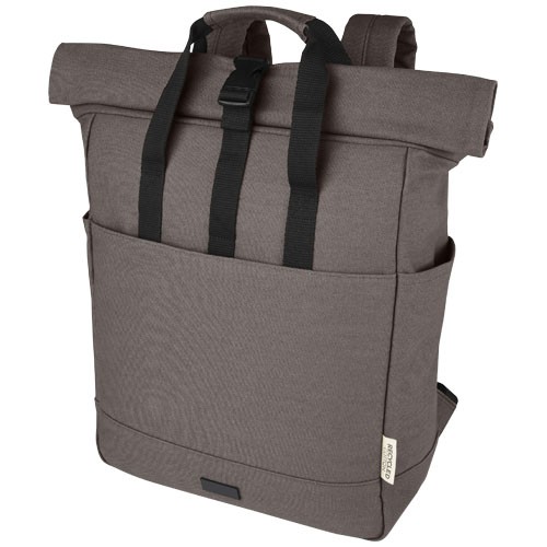 Joey 15” GRS recycled canvas rolltop laptop backpack 15L in 
