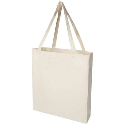 Madras 140 g/m² GRS recycled cotton gusset tote bag in 