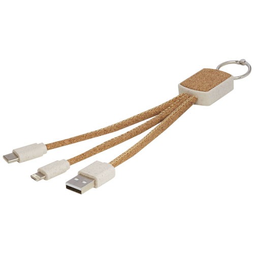 Bates wheat straw and cork 3-in-1 charging cable in 
