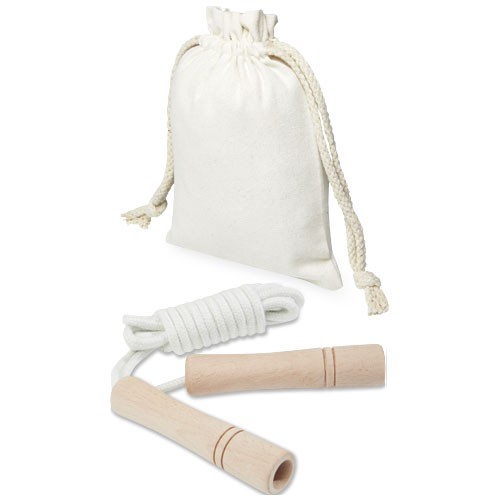 Denise wooden skipping rope in cotton pouch in 