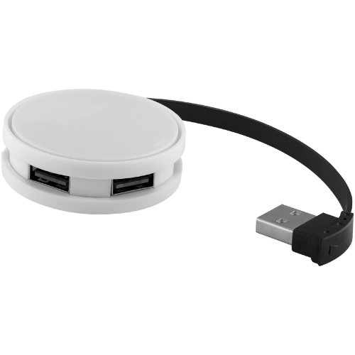Round 4-port USB hub in white-solid-and-royal-blue