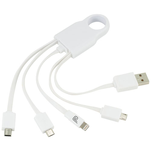 Squad 5-in-1 charging cable set in white-solid-and-blue