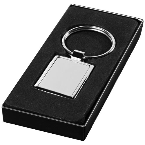 Sergio rectangular metal keychain in Silver