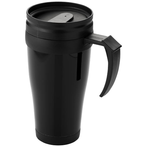 Daytona 440 ml insulated mug in white-solid-and-black-solid